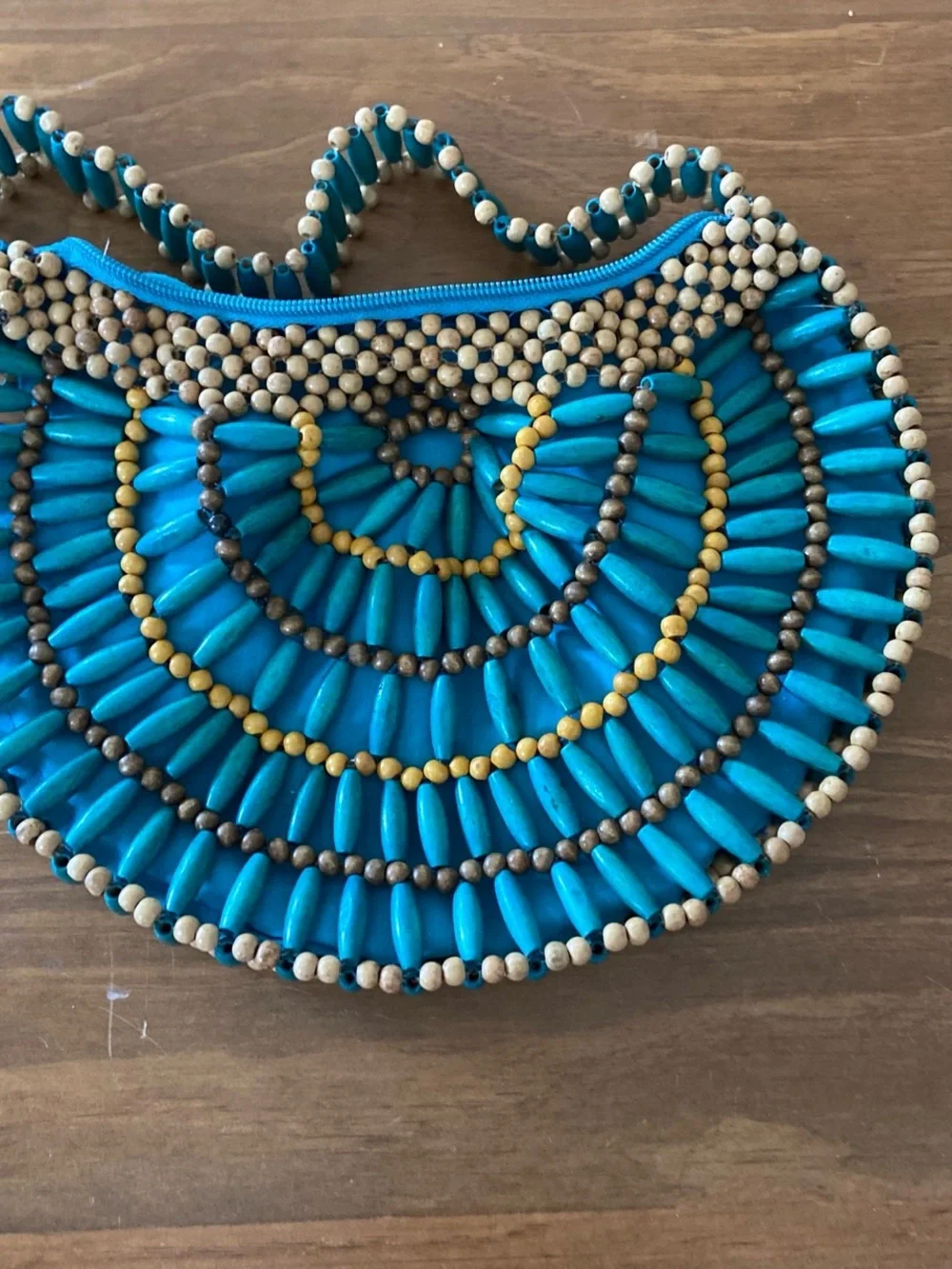 Handmade Beaded Turquoise Crescent Women's Shoulder Bag